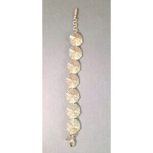 Rare Vintage Loren Hope Goldtone Textured MCM Sand Dollar Bracelet